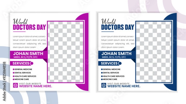 Obraz International doctor day social media post design for a brading medical hospitals 