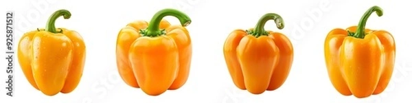 Fototapeta Close-up snapshot of a ripe orange bell pepper, isolated on a white background for clipping