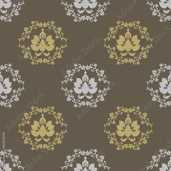 Fototapeta seamless damask pattern, Very beautiful seamless pattern design for decorating, wallpaper, wrapping, paper, fabric, background, backdrop and etc.