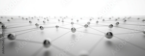 Obraz Networking, linking, connect, neuron network. meshwork of nodes. Linking entities.
