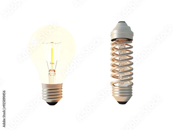 Fototapeta a light bulb and a spiral light bulb