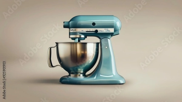 Fototapeta Create a stylish icon of a classic kitchen mixer, incorporating retro elements with a polished finish.