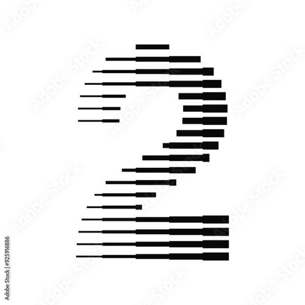 Fototapeta Number 2 with Abstract Line Pattern Isolated On White Background