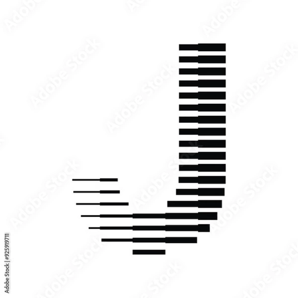 Fototapeta Letter J Logo with Abstract Line Pattern Isolated On White Background