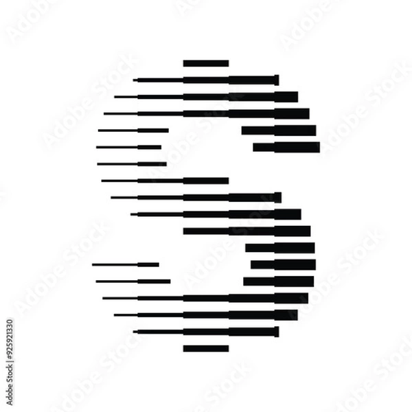 Fototapeta Letter S Logo with Abstract Line Pattern Isolated On White Background
