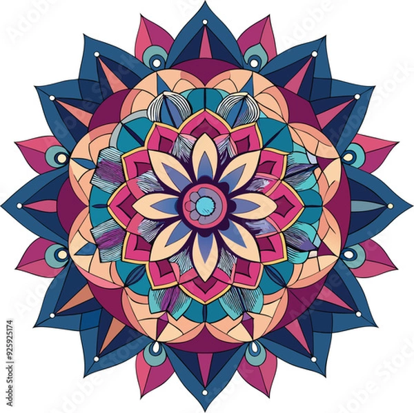 Obraz Simple mandala design for coloring. Vector floral mandala