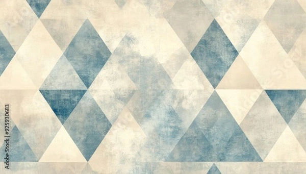 Fototapeta Abstract geometric pattern of beige and blue triangles.
