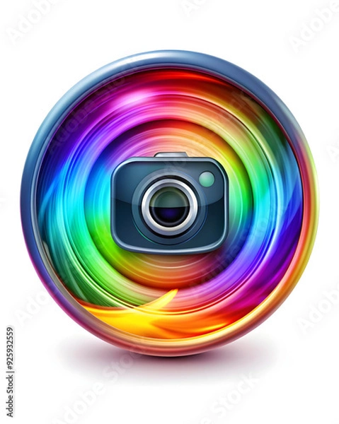 Fototapeta Vibrant abstract circles symbolize collaboration and connectivity in a modern digital workspace. SEO: flexible workspace concept, teamwork, shared resources.
