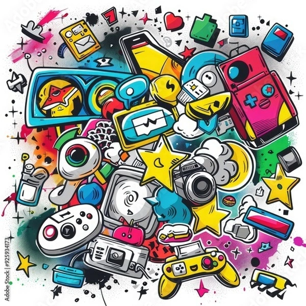 Fototapeta Characters in the game. Video game wallpaper colorful.