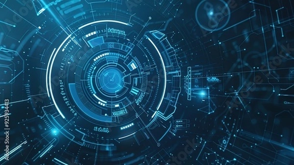 Obraz Circuit Board Technology Background. Blue Abstract Data Transfer Design Illustration.