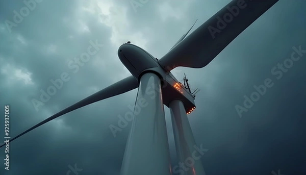 Obraz Wind Turbine Against Stormy Sky