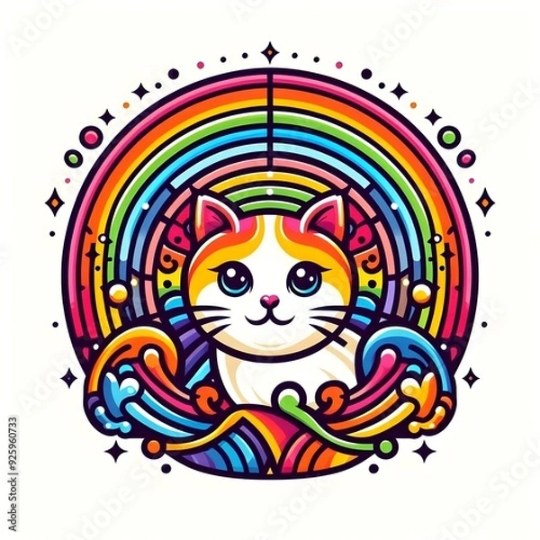 Obraz Rainbow Cat Illustration