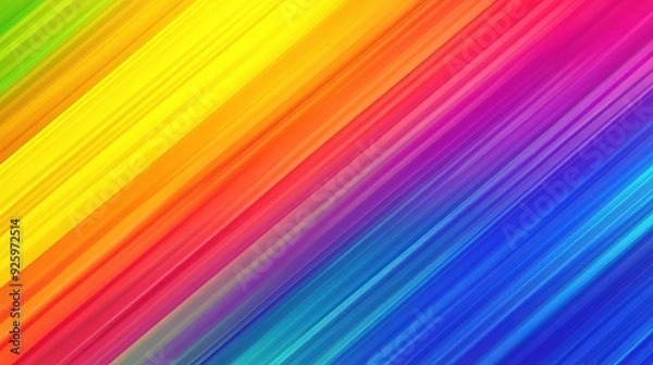 Fototapeta Abstract Rainbow Stripes Background: A dynamic and vibrant abstract background featuring diagonal lines in a spectrum of rainbow colors.