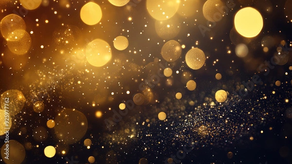 Fototapeta abstract gold bubble lights, bokeh christmas background with circle designs or blurred stars shining, glitter magic background, detailed and intricate image