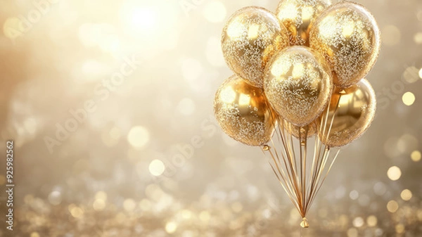 Fototapeta happy 50th birthday gold balloons greeting card, detailed high resolution image