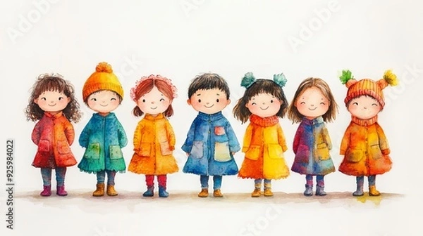 Fototapeta Joyful Gathering of Diverse Children in Spring