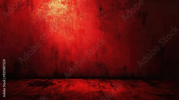 Fototapeta eerie and spooky red wall background for halloween and horror theme with copyspace for text, high definition image