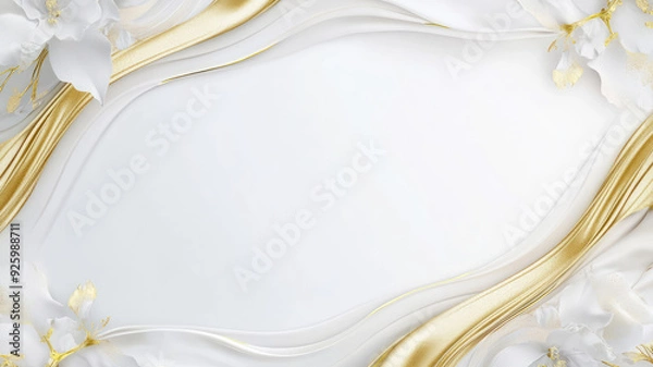 Fototapeta luxury white and gold background with space in the middle, detailed high resolution image