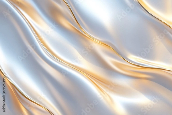 Obraz White and Gold Fluid Abstract Texture
