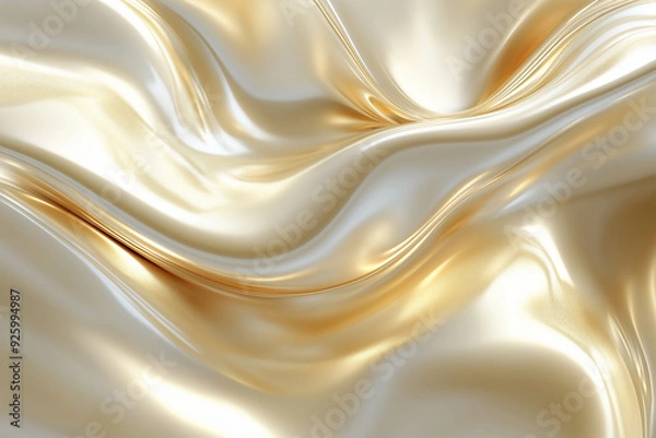 Obraz White and Gold Fluid Abstract Texture