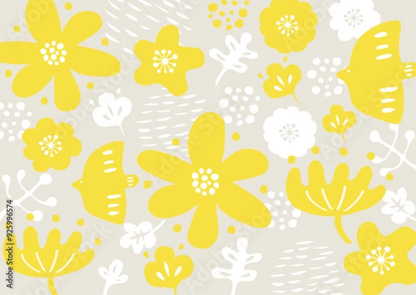 Fototapeta 北欧風花柄パターン