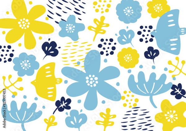 Fototapeta 北欧風花柄パターン