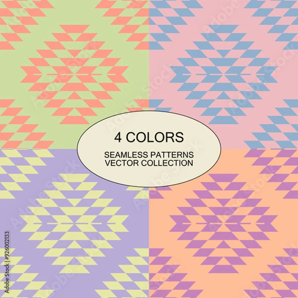 Fototapeta Geometric ethnic seamless pattern in vector. Native American, Mexican ,African style. Design for fabric, clothing, rug, blanket, print, paper, etc. 