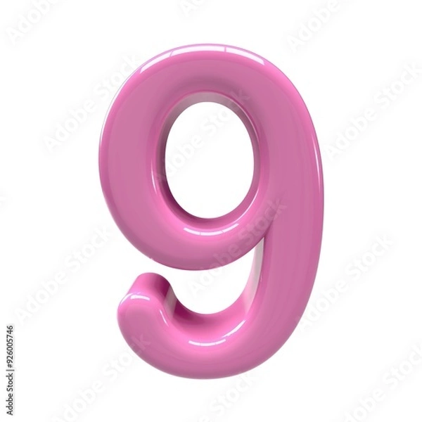 Obraz 3d  9 number pink alpha design  - 1