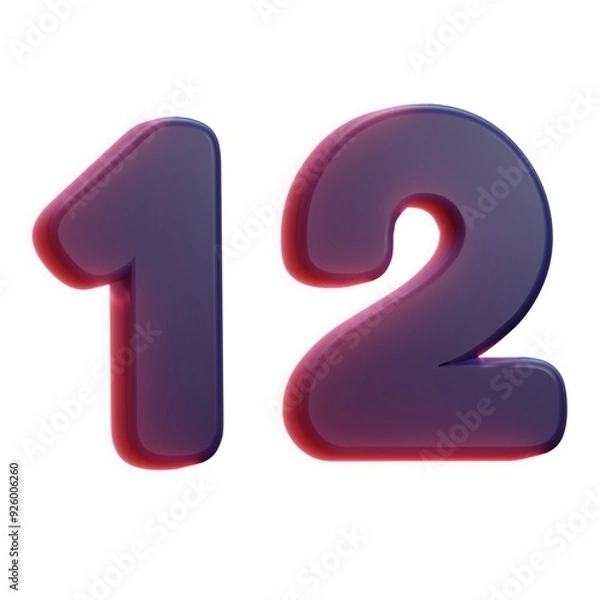 Fototapeta 3d 12 number logo design  - 1