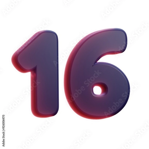 Fototapeta 3d 16 number logo design  - 1