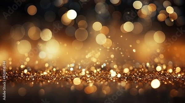 Fototapeta Abstract golden bokeh and glitter background.