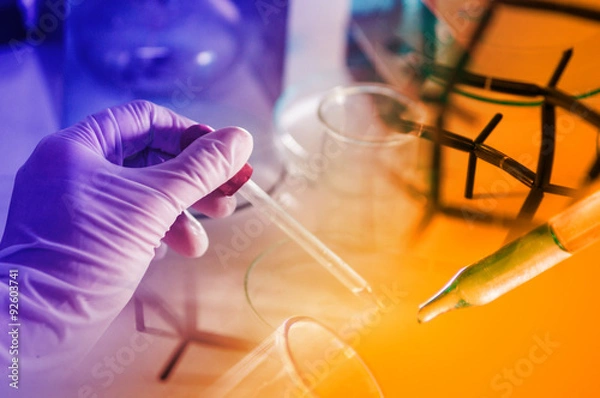 Fototapeta science lab with chemical theme