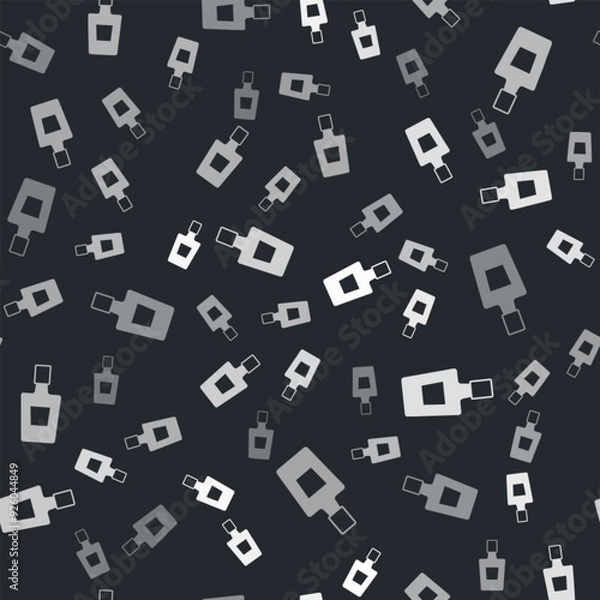 Obraz Grey Tequila bottle icon isolated seamless pattern on black background. Mexican alcohol drink. Vector