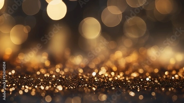 Fototapeta Abstract golden glitter and bokeh background.