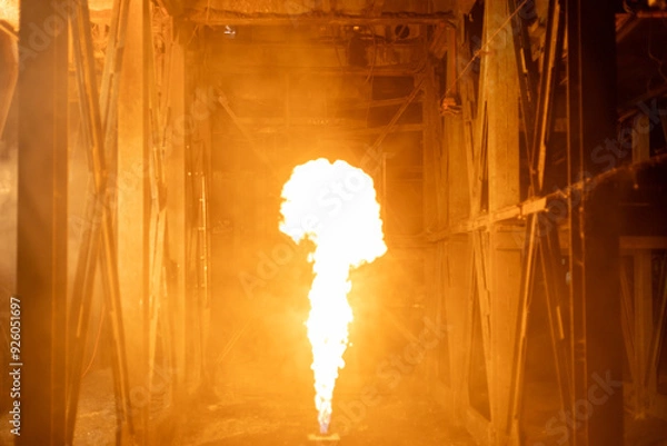 Obraz flames and flamethrower in the factory