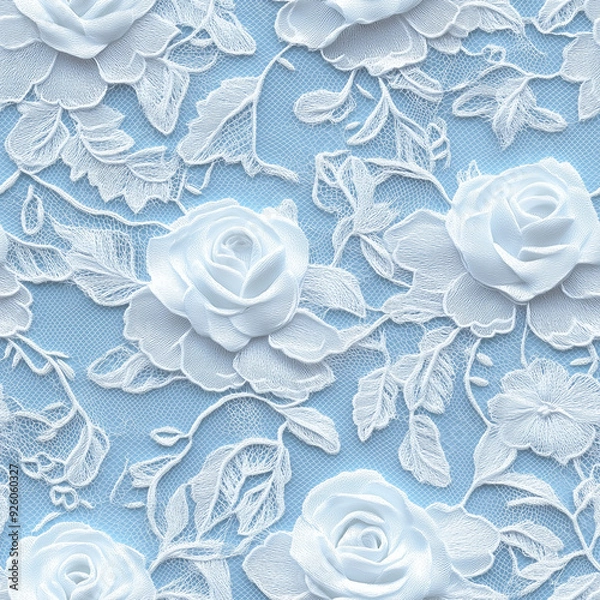 Fototapeta 純白の花柄レーステクスチャパターン