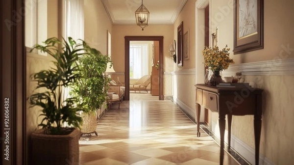Fototapeta Cozy farmhouse hallway
