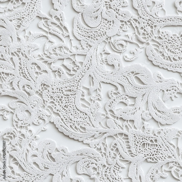 Obraz 純白のヴィンテージ風レースパターン