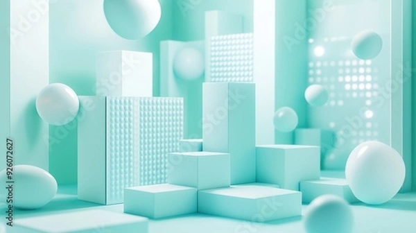 Fototapeta Abstract geometric science background for medical purposes or futuristic art gallery arrangement concept.