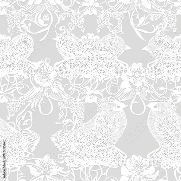 Fototapeta ペアバードレースパターン