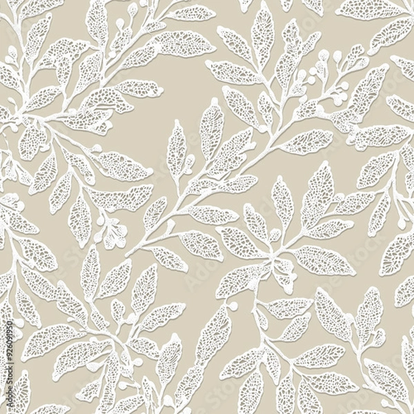 Fototapeta オリーブの枝レースパターン