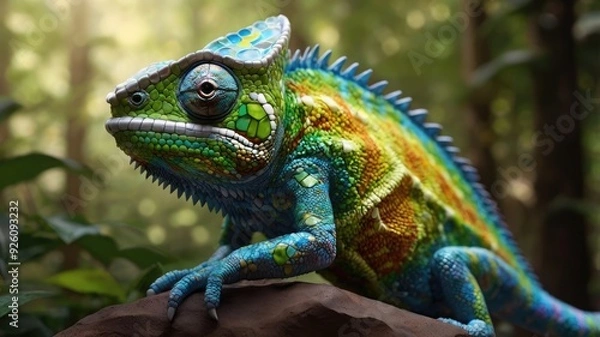 Fototapeta green iguana on a branch