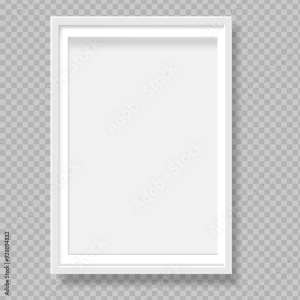 Obraz White blank picture frame with shadow effect. Vertical picture frame isolated. Mockup empty place for your text or photo. Realistic template are waiting to be filled with memories. Vector illustration