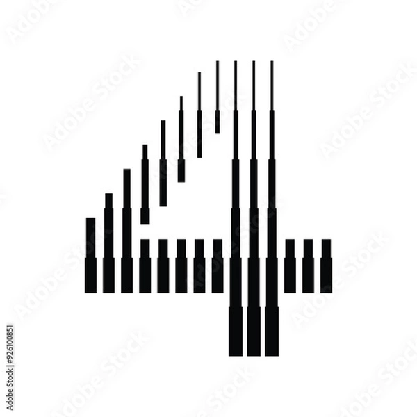 Fototapeta Number 4 with Abstract Line Pattern