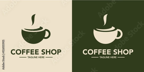 Fototapeta Coffee shop minimalist logo design. Cafe logo design symbol. Elegant coffee store logo