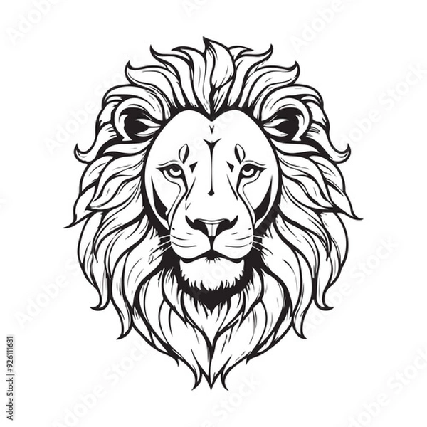 Fototapeta line art lion on white background. sketch style. Vector graphic icon animal.