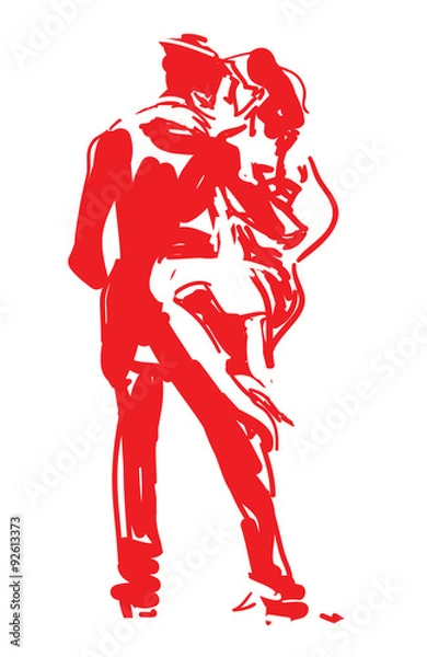 Obraz Stylized Tango Dancers in Red