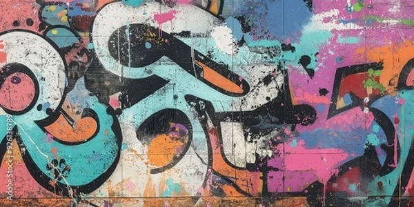 Fototapeta Vibrant Abstract Mural in Urban Setting created by ai