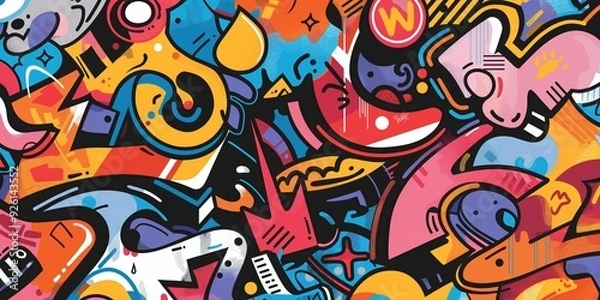 Fototapeta Vibrant Abstract Mural in Urban Setting created by ai