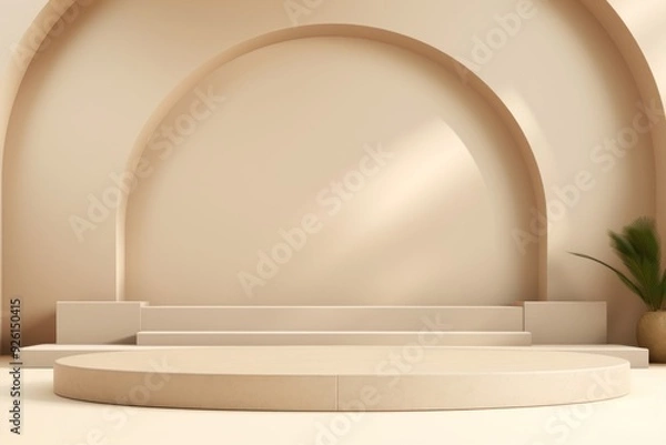 Fototapeta Minimal beige color pattern background architecture building absence.